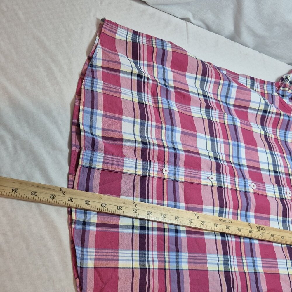 Roundtree & Yorke Mens Size L Plaid Long Sleeve Button Up Shirt Pink Multi (57) - Picture 8 of 9